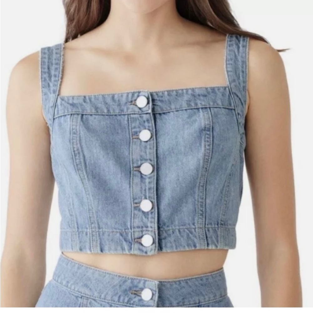 Dl1961 Raena Denim Cropped Top Blue Size M